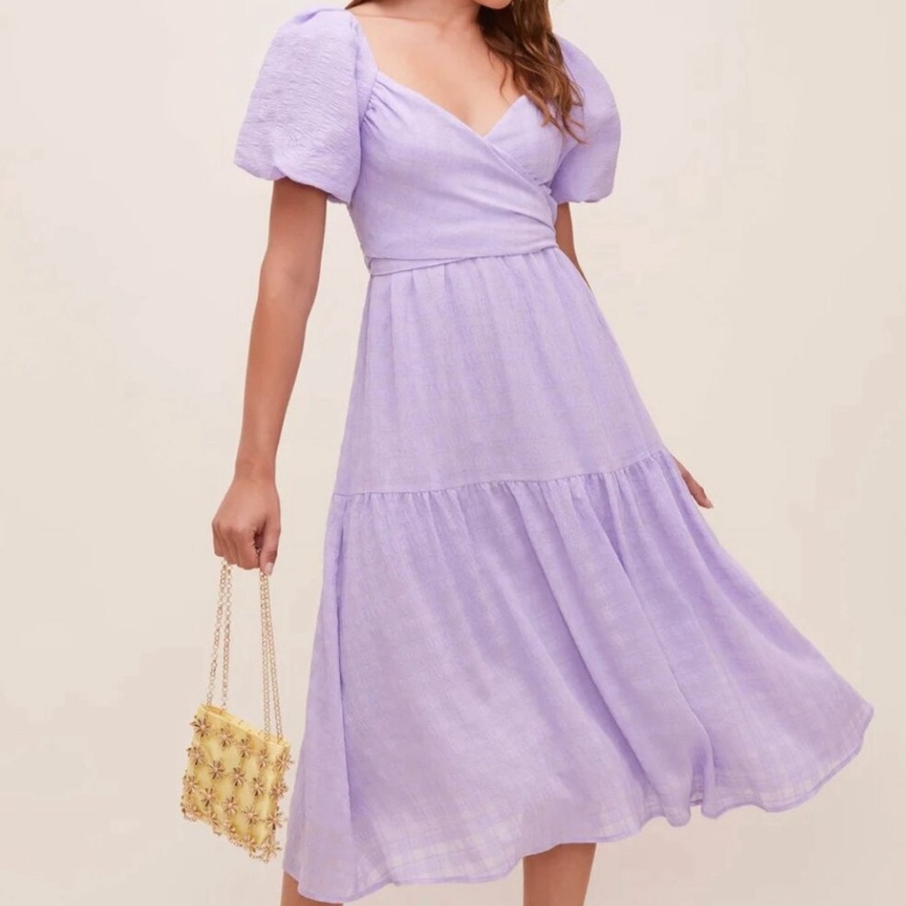 ASTR THE LABEL-Puff sleeve dress- LAVENDER